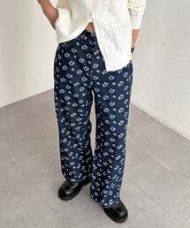 花柄ストレートデニム