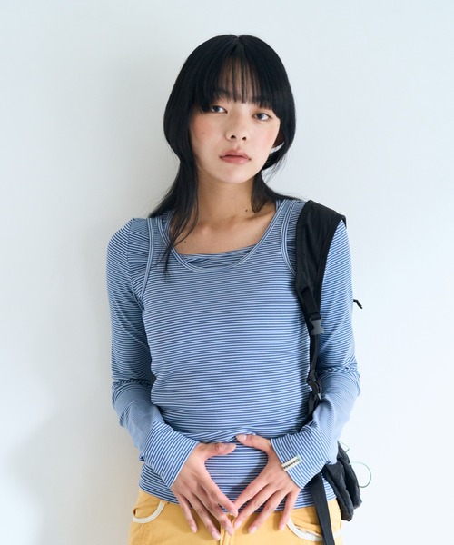 common gull products.(コモンガルプロダクツ)の「同じ帰り道のタンクとロンtee(Tシャツ/カットソー・レディース・ブラウン系/イエロー系/ブルー系・SMALL/LARGE/MEDIUM)」の1枚目の写真