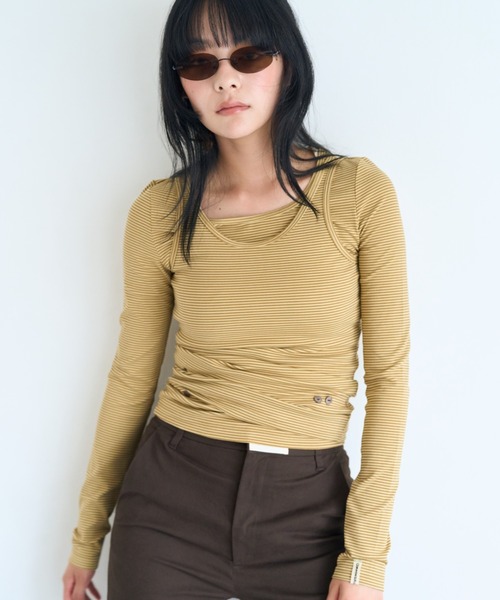 common gull products.(コモンガルプロダクツ)の「同じ帰り道のタンクとロンtee(Tシャツ/カットソー・レディース・ブラウン系/イエロー系/ブルー系・SMALL/LARGE/MEDIUM)」の3枚目の写真