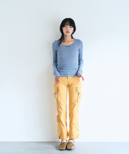 common gull products.(コモンガルプロダクツ)の「同じ帰り道のタンクとロンtee(Tシャツ/カットソー・レディース・ブラウン系/イエロー系/ブルー系・SMALL/LARGE/MEDIUM)」の4枚目の写真