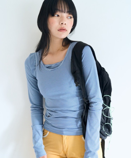 common gull products.(コモンガルプロダクツ)の「同じ帰り道のタンクとロンtee(Tシャツ/カットソー・レディース・ブラウン系/イエロー系/ブルー系・SMALL/LARGE/MEDIUM)」の8枚目の写真
