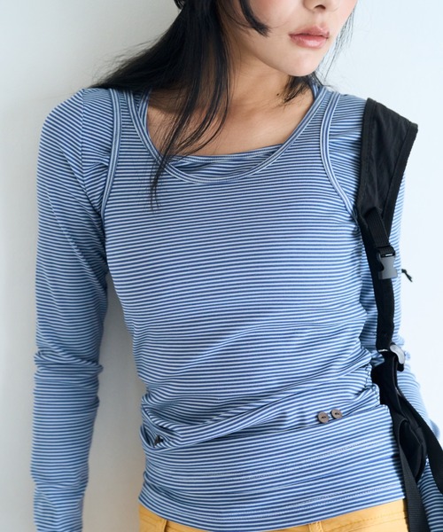 common gull products.(コモンガルプロダクツ)の「同じ帰り道のタンクとロンtee(Tシャツ/カットソー・レディース・ブラウン系/イエロー系/ブルー系・SMALL/LARGE/MEDIUM)」の9枚目の写真