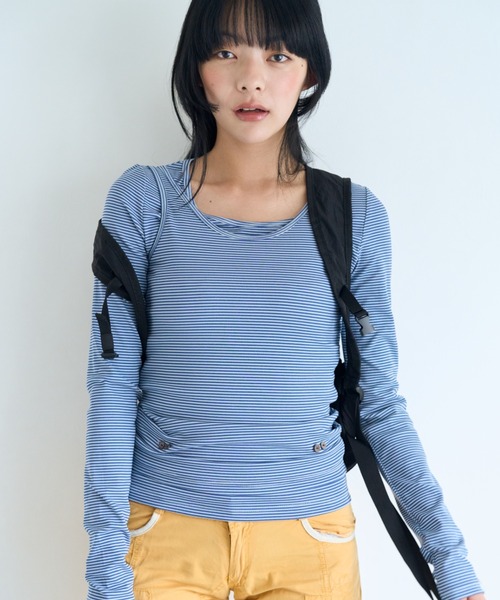 common gull products.(コモンガルプロダクツ)の「同じ帰り道のタンクとロンtee(Tシャツ/カットソー・レディース・ブラウン系/イエロー系/ブルー系・SMALL/LARGE/MEDIUM)」の13枚目の写真