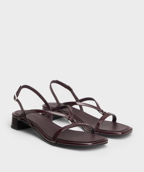 CHARLES & KEITH(チャールズ & キース)の「Vストラップヒール スリングバッグ サンダル(サンダル・レディース・バーガンディー/ブラック系その他7・24.5cm/23.5cm/23cm)」の1枚目の写真