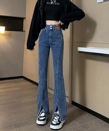 デニム フレアパンツ 美脚