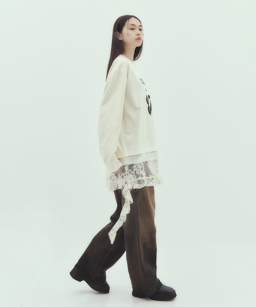 VIVIANO（ヴィヴィアーノ）の「【VIVIANO/ヴィヴィアーノ】《STUDIOUS別注》Circolo Long Sleeve T-Shirt/チルコロロングスリーブTシャツ/ウォッシャブル（Tシャツ/カットソー・レディース・ブラック/ホワイト・FREE）」の4枚目の写真