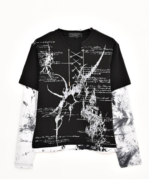 RUDOL（ルドル）の「『RUDOL/ルドル』チェーンレースアップトライバルフェイクレイヤードTシャツ（Tシャツ/カットソー・メンズ・ブラック×レッド/ブラック×ブラック・XL/L/M）」の16枚目の写真