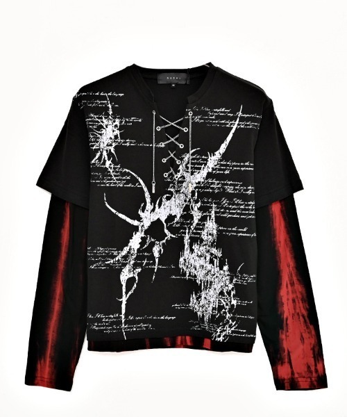 RUDOL（ルドル）の「『RUDOL/ルドル』チェーンレースアップトライバルフェイクレイヤードTシャツ（Tシャツ/カットソー・メンズ・ブラック×レッド/ブラック×ブラック・XL/L/M）」の18枚目の写真