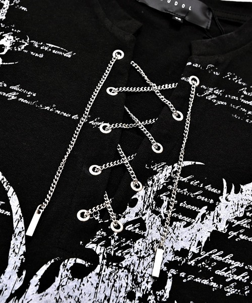 RUDOL（ルドル）の「『RUDOL/ルドル』チェーンレースアップトライバルフェイクレイヤードTシャツ（Tシャツ/カットソー・メンズ・ブラック×レッド/ブラック×ブラック・XL/L/M）」の20枚目の写真