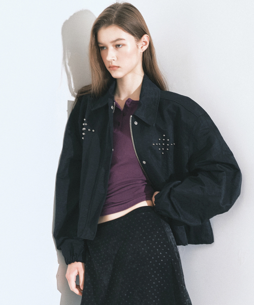 NICK&NICOLE(ニックアンドニコール)の「STUD ウインドブレーカージャケット ブラック(ナイロンジャケット・レディース・ブラック・FREE)」の2枚目の写真