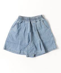 プリーツデニムショートパンツ