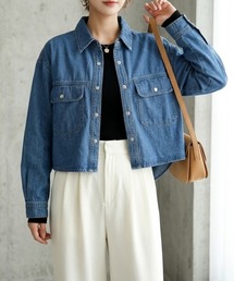 ショート丈ですっきり着こなせる、軽やかなデニムシャツジャケットレディース 秋服