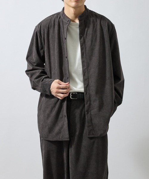 ADAM ET ROPE'(アダムエロペ)の「コールサイドポケットスタンドシャツ/セットアップ対応(シャツ/ブラウス・メンズ・ダークブラウン/チャコールグレー/オフホワイト・LL/L/M/S)」の8枚目の写真