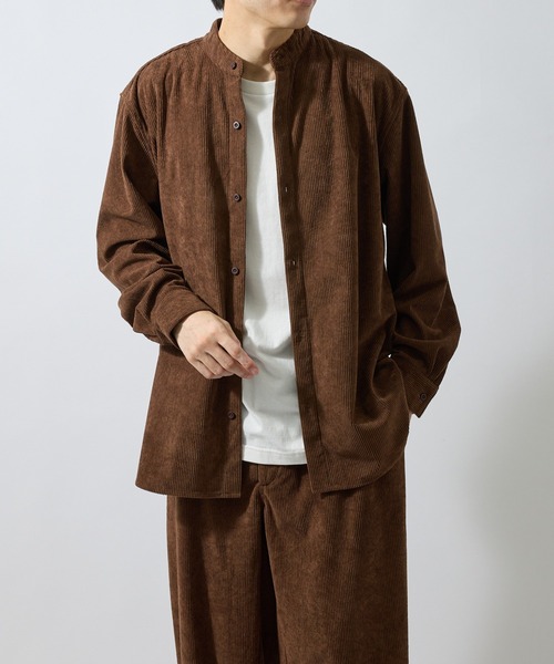 ADAM ET ROPE'(アダムエロペ)の「コールサイドポケットスタンドシャツ/セットアップ対応(シャツ/ブラウス・メンズ・ダークブラウン/チャコールグレー/オフホワイト・LL/L/M/S)」の5枚目の写真