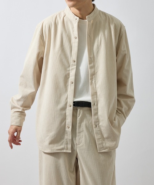 ADAM ET ROPE'(アダムエロペ)の「コールサイドポケットスタンドシャツ/セットアップ対応(シャツ/ブラウス・メンズ・ダークブラウン/チャコールグレー/オフホワイト・LL/L/M/S)」の7枚目の写真