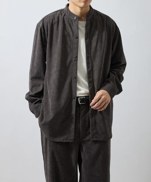 ADAM ET ROPE'(アダムエロペ)の「コールサイドポケットスタンドシャツ/セットアップ対応(シャツ/ブラウス・メンズ・ダークブラウン/チャコールグレー/オフホワイト・LL/L/M/S)」の9枚目の写真