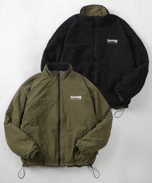 【70】【THRASHER/スラッシャー】リバーシブル ナイロン スタンドジャケット/ボアブルゾン/オーバーサイズ/ロゴ刺繍/UVカット/撥水/ユニセックス/レディース/メンズ