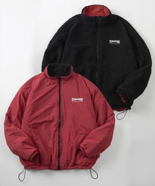 THRASHER(スラッシャー)の「【70】【THRASHER/スラッシャー】リバーシブル ナイロン スタンドジャケット/ボアブルゾン/オーバーサイズ/ロゴ刺繍/UVカット/撥水/ユニセックス/レディース/メンズ(ブルゾン・メンズ・ライトグレー/ブラック/ネイビー/カーキ/ワイン・M/L/XL)」の5枚目の写真