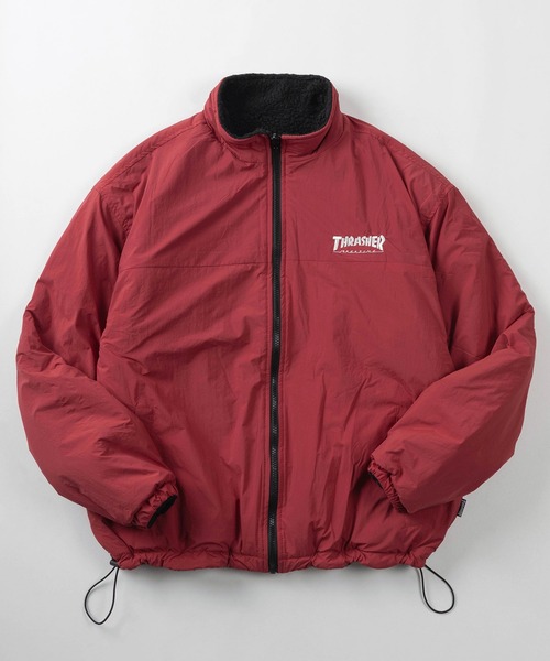 THRASHER(スラッシャー)の「【70】【THRASHER/スラッシャー】リバーシブル ナイロン スタンドジャケット/ボアブルゾン/オーバーサイズ/ロゴ刺繍/UVカット/撥水/ユニセックス/レディース/メンズ(ブルゾン・メンズ・ライトグレー/ブラック/ネイビー/カーキ/ワイン・M/L/XL)」の7枚目の写真