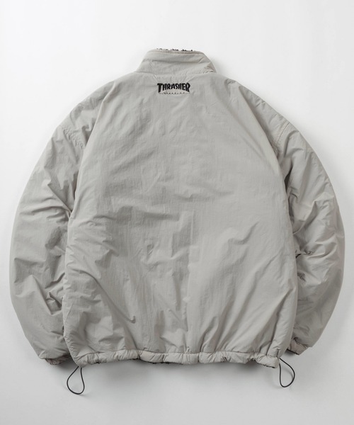 THRASHER(スラッシャー)の「【70】【THRASHER/スラッシャー】リバーシブル ナイロン スタンドジャケット/ボアブルゾン/オーバーサイズ/ロゴ刺繍/UVカット/撥水/ユニセックス/レディース/メンズ(ブルゾン・メンズ・ライトグレー/ブラック/ネイビー/カーキ/ワイン・M/L/XL)」の11枚目の写真