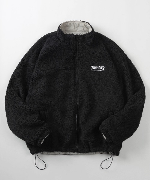 THRASHER(スラッシャー)の「【70】【THRASHER/スラッシャー】リバーシブル ナイロン スタンドジャケット/ボアブルゾン/オーバーサイズ/ロゴ刺繍/UVカット/撥水/ユニセックス/レディース/メンズ(ブルゾン・メンズ・ライトグレー/ブラック/ネイビー/カーキ/ワイン・M/L/XL)」の20枚目の写真