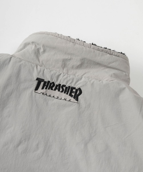THRASHER(スラッシャー)の「【70】【THRASHER/スラッシャー】リバーシブル ナイロン スタンドジャケット/ボアブルゾン/オーバーサイズ/ロゴ刺繍/UVカット/撥水/ユニセックス/レディース/メンズ(ブルゾン・メンズ・ライトグレー/ブラック/ネイビー/カーキ/ワイン・M/L/XL)」の14枚目の写真