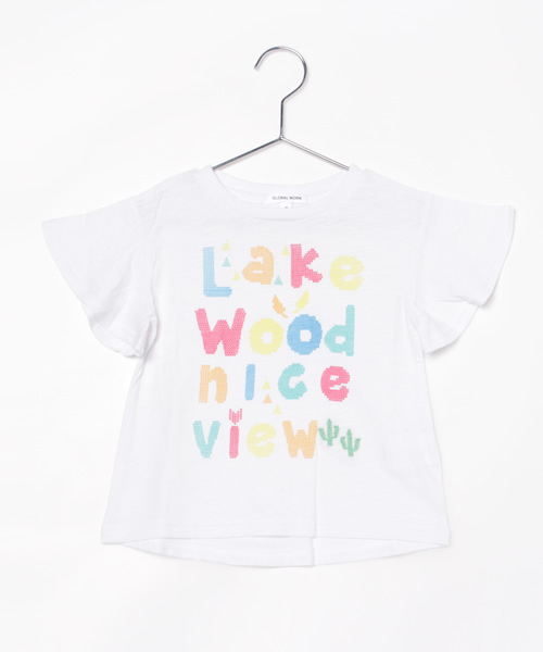 GLOBAL WORK（グローバルワーク）の「【キッズ】ソデフレアプリントシシュウTシャツ半袖/716433（Tシャツ/カットソー・キッズ・ホワイト系その他/ホワイト/その他2・X-LARGE/SMALL/LARGE/MEDIUM）」の3枚目の写真