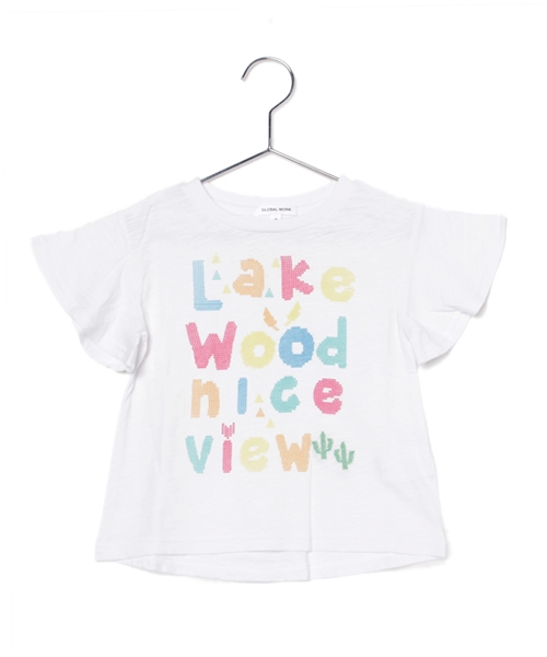 GLOBAL WORK（グローバルワーク）の「【キッズ】ソデフレアプリントシシュウTシャツ半袖/716433（Tシャツ/カットソー・キッズ・ホワイト系その他/ホワイト/その他2・X-LARGE/SMALL/LARGE/MEDIUM）」の2枚目の写真