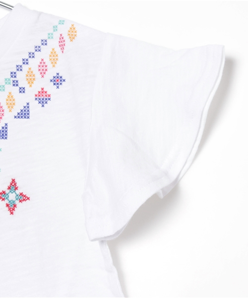 GLOBAL WORK（グローバルワーク）の「【キッズ】ソデフレアプリントシシュウTシャツ半袖/716433（Tシャツ/カットソー・キッズ・ホワイト系その他/ホワイト/その他2・X-LARGE/SMALL/LARGE/MEDIUM）」の7枚目の写真