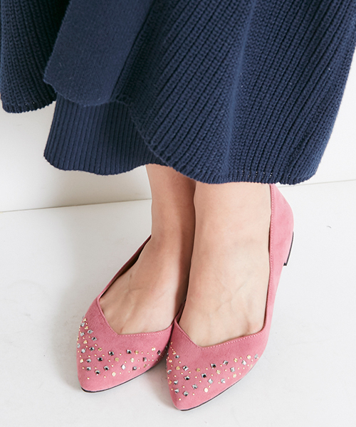 ORiental TRaffic(オリエンタルトラフィック)の「秋冬★ビジューフラットパンプス★6337(パンプス・レディース・ピンク/グレー/ブラック・36/37/39/40/42/38/41/35/34)」の3枚目の写真