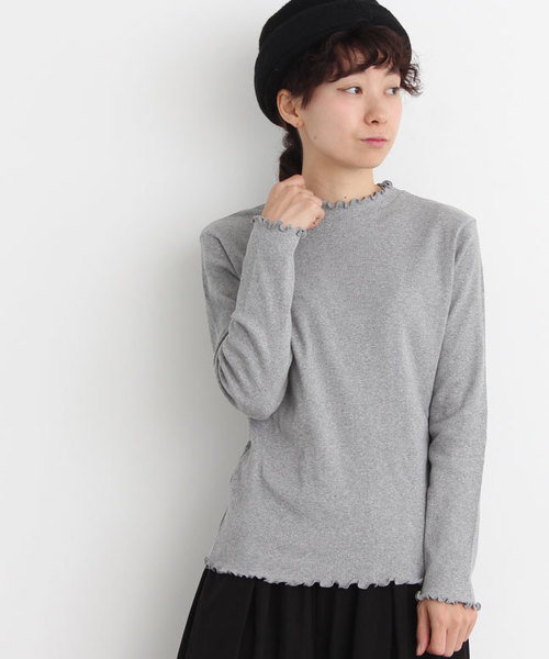 bulle de savon（ビュルデサボン）の「＊30/-テレコ　ハイネック プルオーバー（Tシャツ/カットソー・レディース・グレー/ブラック/グリーン/キナリ/ライトグレー/その他/ホワイト・FREE）」の5枚目の写真