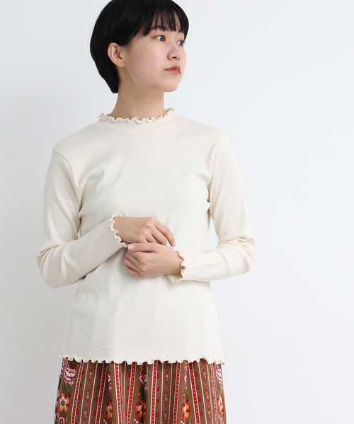 bulle de savon（ビュルデサボン）の「＊30/-テレコ　ハイネック プルオーバー（Tシャツ/カットソー・レディース・グレー/ブラック/グリーン/キナリ/ライトグレー/その他/ホワイト・FREE）」の3枚目の写真