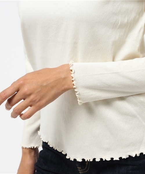 bulle de savon（ビュルデサボン）の「＊30/-テレコ　ハイネック プルオーバー（Tシャツ/カットソー・レディース・グレー/ブラック/グリーン/キナリ/ライトグレー/その他/ホワイト・FREE）」の12枚目の写真