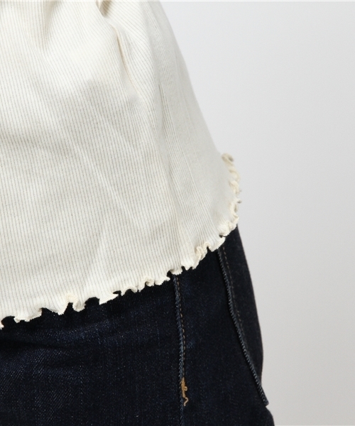 bulle de savon（ビュルデサボン）の「＊30/-テレコ　ハイネック プルオーバー（Tシャツ/カットソー・レディース・グレー/ブラック/グリーン/キナリ/ライトグレー/その他/ホワイト・FREE）」の13枚目の写真