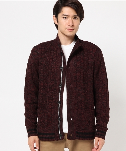 NICOLE CLUB FOR MEN(ニコルクラブフォーメン)の「引揃リブニットスタンドカーディガン(カーディガン/ボレロ・メンズ・ネイビー/ライトグレー/ボルドー/ブラック/チャコールグレー・X-LARGE/MEDIUM/LARGE)」の5枚目の写真