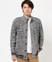 NICOLE CLUB FOR MEN | 引揃リブニットスタンドカーディガン(カーディガン/ボレロ)