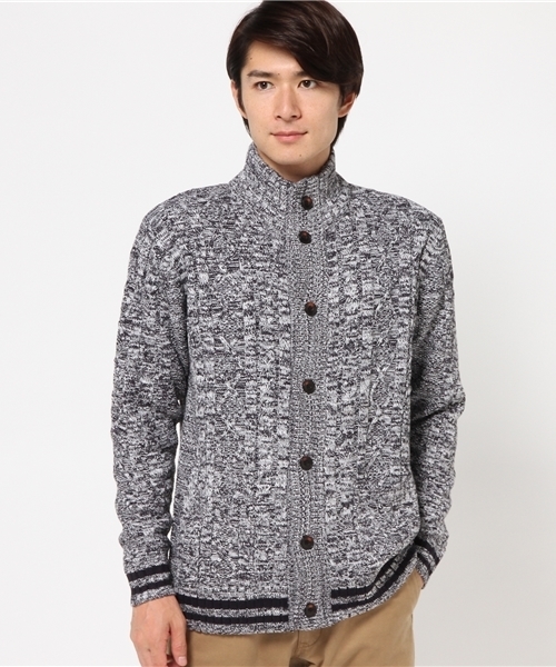 NICOLE CLUB FOR MEN(ニコルクラブフォーメン)の「引揃リブニットスタンドカーディガン(カーディガン/ボレロ・メンズ・ネイビー/ライトグレー/ボルドー/ブラック/チャコールグレー・X-LARGE/MEDIUM/LARGE)」の6枚目の写真