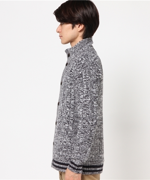 NICOLE CLUB FOR MEN(ニコルクラブフォーメン)の「引揃リブニットスタンドカーディガン(カーディガン/ボレロ・メンズ・ネイビー/ライトグレー/ボルドー/ブラック/チャコールグレー・X-LARGE/MEDIUM/LARGE)」の7枚目の写真