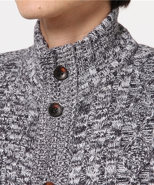 NICOLE CLUB FOR MEN(ニコルクラブフォーメン)の「引揃リブニットスタンドカーディガン(カーディガン/ボレロ・メンズ・ネイビー/ライトグレー/ボルドー/ブラック/チャコールグレー・X-LARGE/MEDIUM/LARGE)」の9枚目の写真