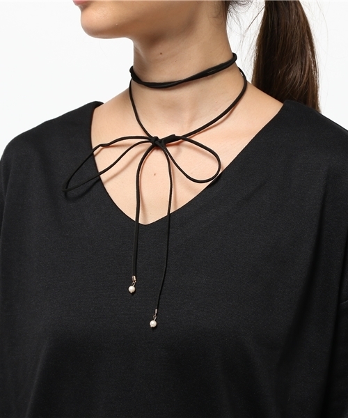 RAY CASSIN（レイカズン）の「Ｖネックポンチ　プルオーバーチョーカーセット（Tシャツ/カットソー・レディース・ブラウン/ブラック/グレイッシュベージュ/ピンク・FREE）」の13枚目の写真