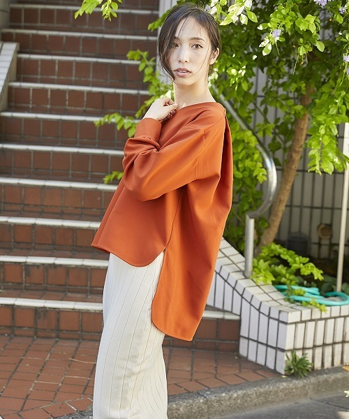 Emma Taylor（エマテイラー）の「バックロングトップス×リブニットスカート セットアップ（セットアップ・レディース・ネイビー/オフホワイト/ダークオレンジ・38/36）」の21枚目の写真