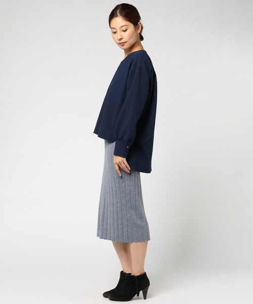 Emma Taylor（エマテイラー）の「バックロングトップス×リブニットスカート セットアップ（セットアップ・レディース・ネイビー/オフホワイト/ダークオレンジ・38/36）」の7枚目の写真