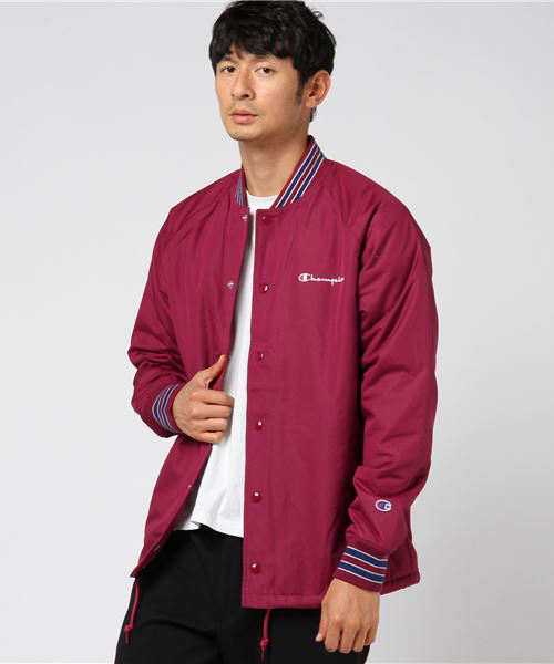 Champion(チャンピオン)の「【Champion/チャンピオン】メンズ アクションスタイル スナップジャケット(ナイロンジャケット・メンズ・マルーン/ネイビー/ブラック/ダークグリーン・MEDIUM/X-LARGE/SMALL/LARGE)」の4枚目の写真
