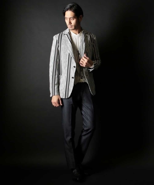 MICHEL KLEIN HOMME   （ミッシェルクランオム）の「スラブインレイストライプジャケット（テーラードジャケット・メンズ・ブラック・SMALL/MEDIUM/LARGE/X-LARGE）」の7枚目の写真