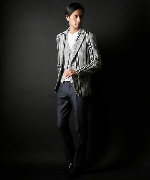 MICHEL KLEIN HOMME   （ミッシェルクランオム）の「スラブインレイストライプジャケット（テーラードジャケット・メンズ・ブラック・SMALL/MEDIUM/LARGE/X-LARGE）」の6枚目の写真