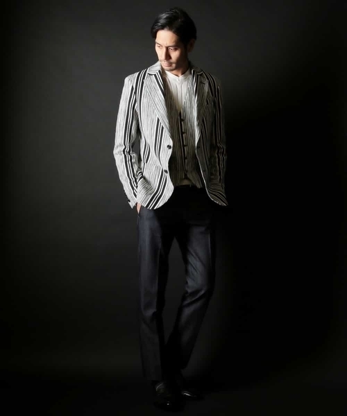 MICHEL KLEIN HOMME   （ミッシェルクランオム）の「スラブインレイストライプジャケット（テーラードジャケット・メンズ・ブラック・SMALL/MEDIUM/LARGE/X-LARGE）」の5枚目の写真