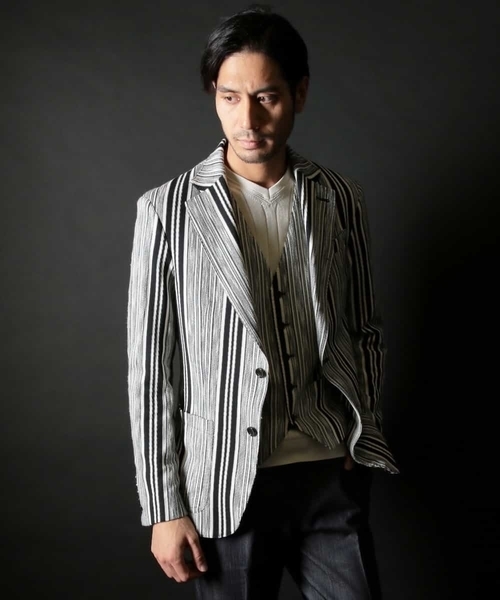 MICHEL KLEIN HOMME   （ミッシェルクランオム）の「スラブインレイストライプジャケット（テーラードジャケット・メンズ・ブラック・SMALL/MEDIUM/LARGE/X-LARGE）」の13枚目の写真