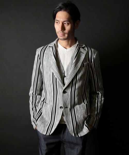 MICHEL KLEIN HOMME   （ミッシェルクランオム）の「スラブインレイストライプジャケット（テーラードジャケット・メンズ・ブラック・SMALL/MEDIUM/LARGE/X-LARGE）」の12枚目の写真