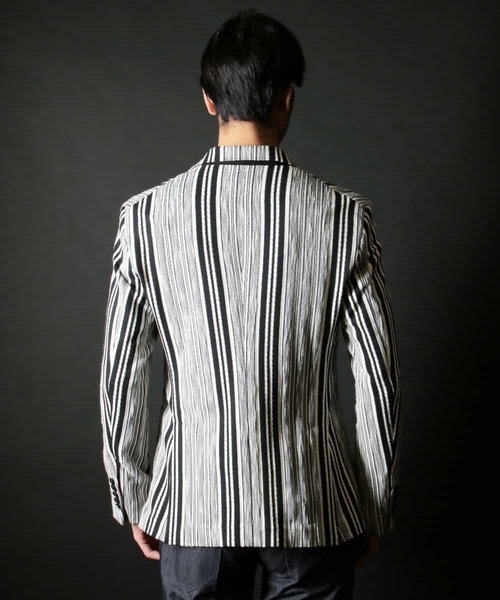 MICHEL KLEIN HOMME   （ミッシェルクランオム）の「スラブインレイストライプジャケット（テーラードジャケット・メンズ・ブラック・SMALL/MEDIUM/LARGE/X-LARGE）」の9枚目の写真