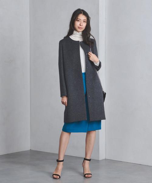 UNITED ARROWS ノーカラー ロングジレ ダークグレー ウール 8600024F1040_m1_a004.jpg